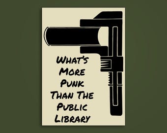 Punk Public Library Sticker: Book Lover Gift
