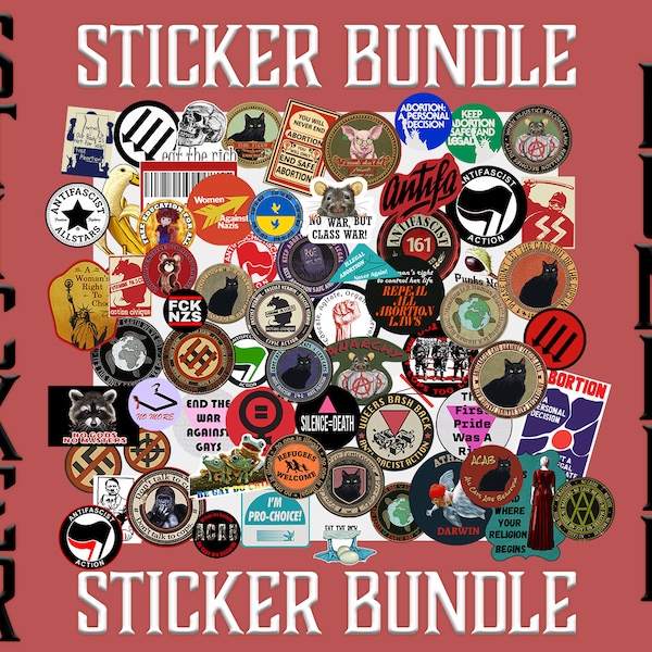Sticker Pack Bundle, Coupon 5/10/15/20/25/100, Aktivist Kunst, langlebige, wetterbeständige Vinyl-Aufkleber, No Gods No Masters, Anarchy, AntiFa