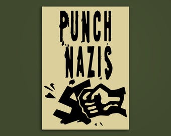 Punch Nazis Sticker: Antifascist Action, Weatherproof Vinyl
