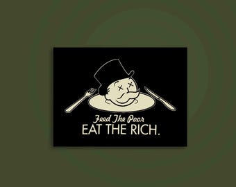 Eat the Rich, Feed the Poor Sticker: Anarchy, Class War, Antifascist