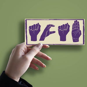 Purple ACAB hand signs sticker representing unity, equality, and peaceful activism