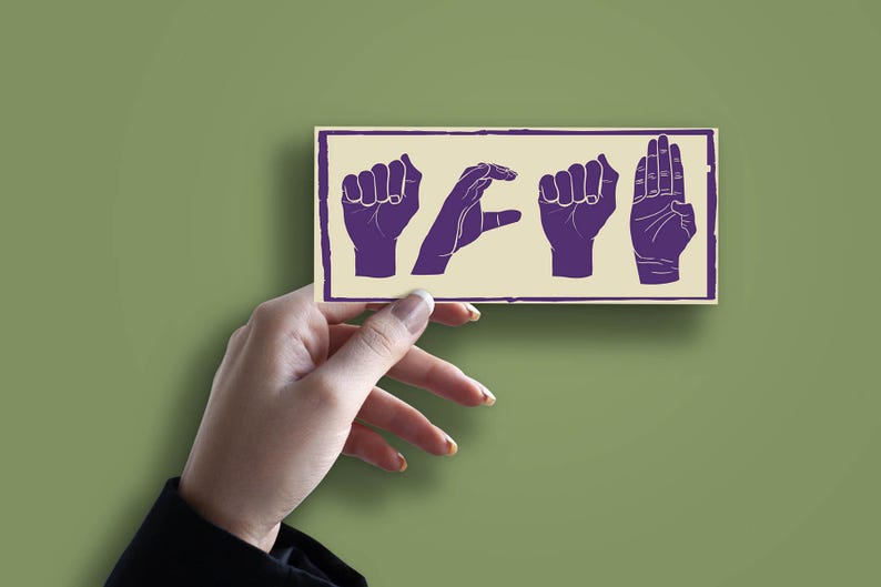 Purple ACAB hand signs sticker representing unity, equality, and peaceful activism