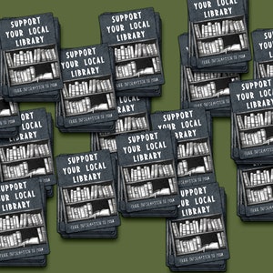 Lot de 15 mini-autocollants Soutenez votre bibliothèque locale, Les informations gratuites, c'est du punk, Punk, Autocollants imperméables, Quoi de plus punk qu'une bibliothèque publique