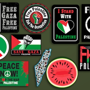 Pak 10 gratis Palestina-stickers in, gratis Palestina-stickerbundel, kijk niet weg van Palestina, vrij Palestina, steun Palestina, Gaza-hulp