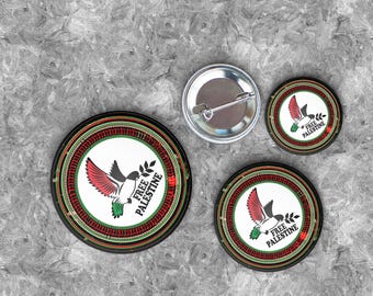 Palestine Flag Pin: Dove & Map Badge