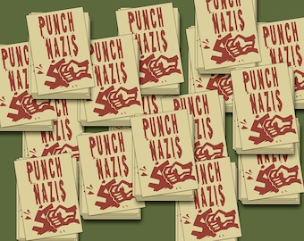 Punch Nazis Mini Stickers - Antifascist Action - 20 Pack