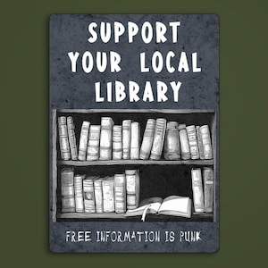 Pegatina de apoyo a la biblioteca local: vinilo de lectura punk, regalo para amantes de los libros, pegatina de activismo contra la censura