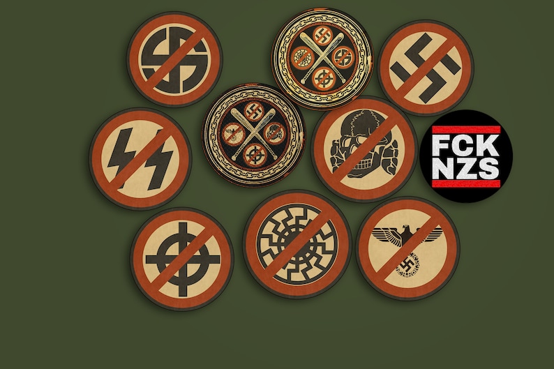 Pack 10 Stickers Anti-nazi , Antifascist, Smash nazism, Fight fascism, Hate nazis, Antifa, Anarchy against nazis, Antifa radical, No Pasaran image 1
