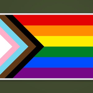 Autocollant de drapeau de fierté de progrès, arc-en-ciel, LGBTQAA, LGBTQ+, autocollant de voiture, tout le monde est le bienvenu ici, Queer, LGBTQ, mois de la fierté, autocollant imperméable à l’eau