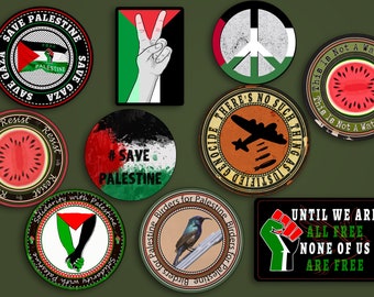 Free Palestine Waterproof Stickers - End Apartheid, Save Gaza (Pack of 10)