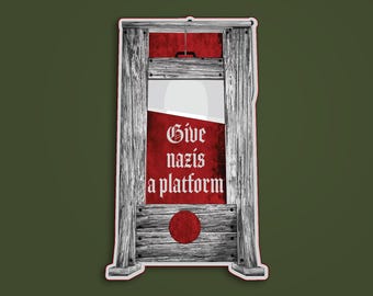 Antifascist Guillotine Sticker: Anti-Nazi, Fight Fascism