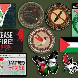 Pak 10 Palestina-stickers in, gratis Palestina-stickerbundel, steun Palestina, staakt het vuren nu, verzet tot terugwinning, Gaza-hulp