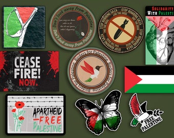 Palestine Sticker Bundle: Support Gaza, Cease Fire, Resistance (Pack of 10)