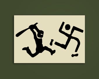 Anti-nazi stickers, Antifascist Action, Antifa, Run nazi run!, Against Racism, No platform for fascists, Keep your country nice and clean