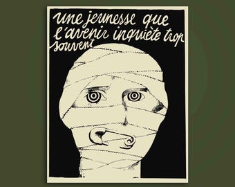 Une Jeunesse Que l’Avenir Inquiète Trop Souvent Sticker – Revolution Vinyl Decal, Workers Unite, Anarchy and Activism Political Sticker