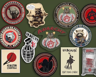 Anarchy Sticker Pack: Political Punk Revolution, Black Cat (12 pc)