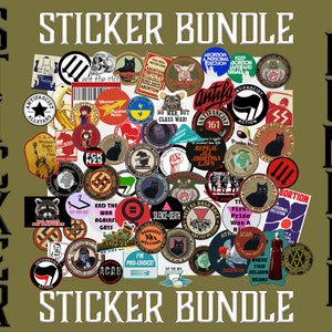 Antifa Sticker Bundle Pack, Anti-fascist, Anti-racist, Refugees welcome, Anti-nazi, Three Arrows, Antifascist action, No borders no nations