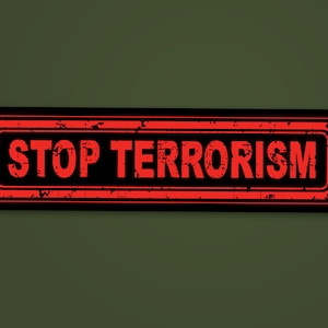 Detener la pegatina del terrorismo, Sin guerra no terrorismo Vinilo Pegatina, Contra el militarismo terrorista, La paz ahora acaba con el imperialismo - la guerra es terrorismo, Paz