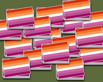 Paquete de 15 pegatinas de bandera lésbica – Mini pegatinas de vinilo del orgullo queer – Paquete de pegatinas LGBTQ+ impermeables