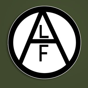Animal Liberation Front (ALF) stickers, Verdedig dieren, Steun het Animal Liberation Front (ALF), ALF totdat elke kooi leeg is, Veganistisch