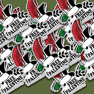 15 pack Free Palestine mini vinyl stickers, Dove Flag Weatherproof Outdoor and Bike Vinyl Stickers, Free Palestine, I stand with Palestine