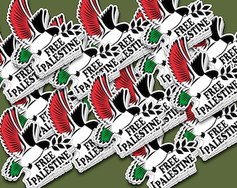 15 pack Free Palestine mini vinyl stickers, Dove Flag Weatherproof Outdoor and Bike Vinyl Stickers, Free Palestine, I stand with Palestine