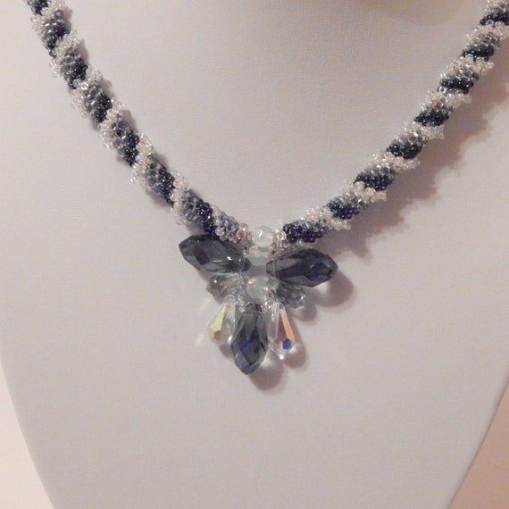 Butterfly Made From Swarovski Crystals and Slate Blue Crystals