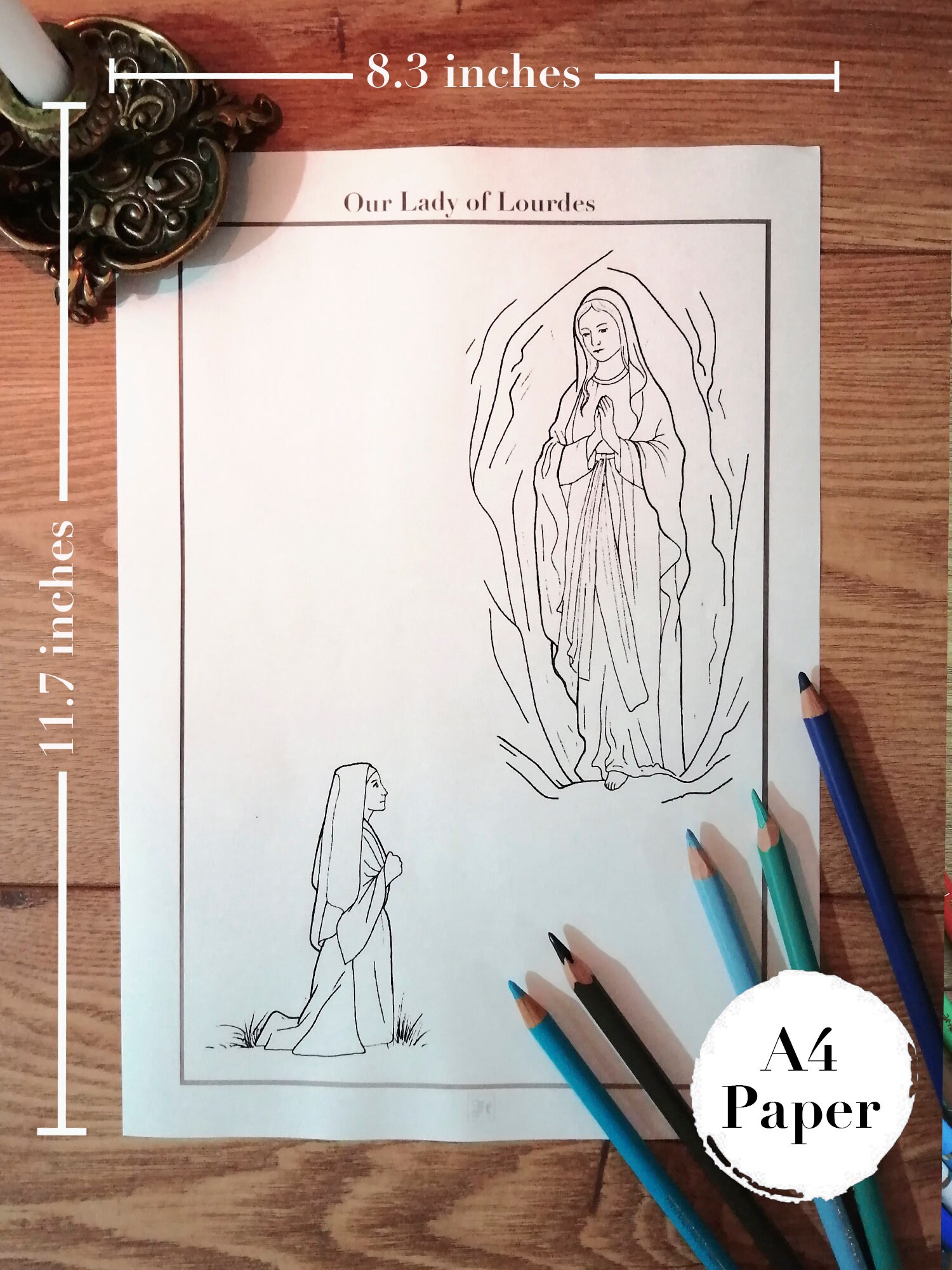 Downloadable Colouring Page Our Lady of Lourdes - Etsy España