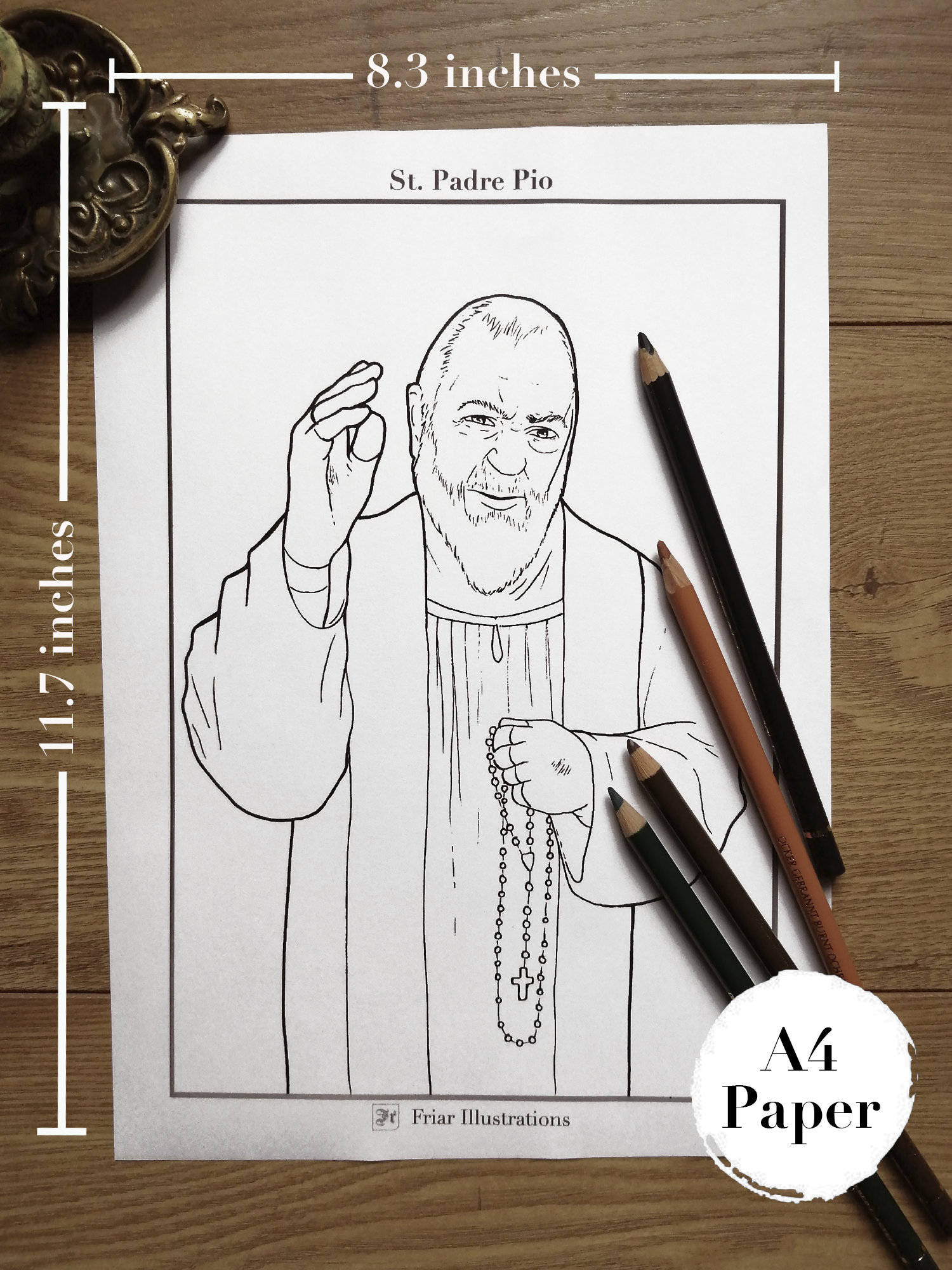 St. Padre Pio Digital Downloadable Colouring Page Patron - Etsy México