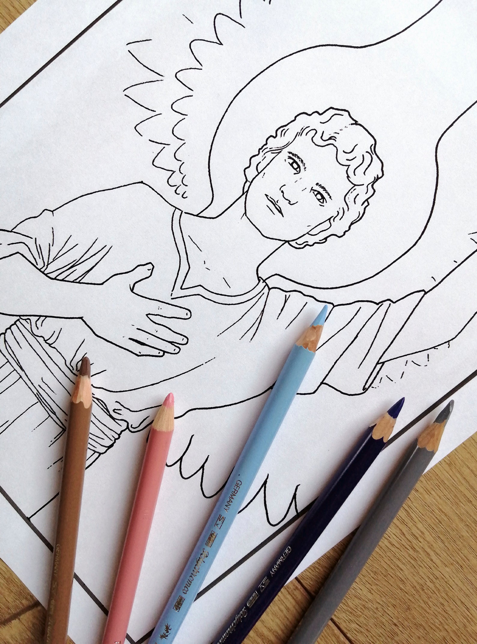 Digital Colouring Page St Gabriel - Etsy