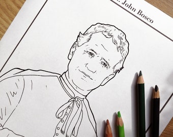 San Don Juan Bosco- Página para colorear descargable - Patrón de los editores, editores y magos