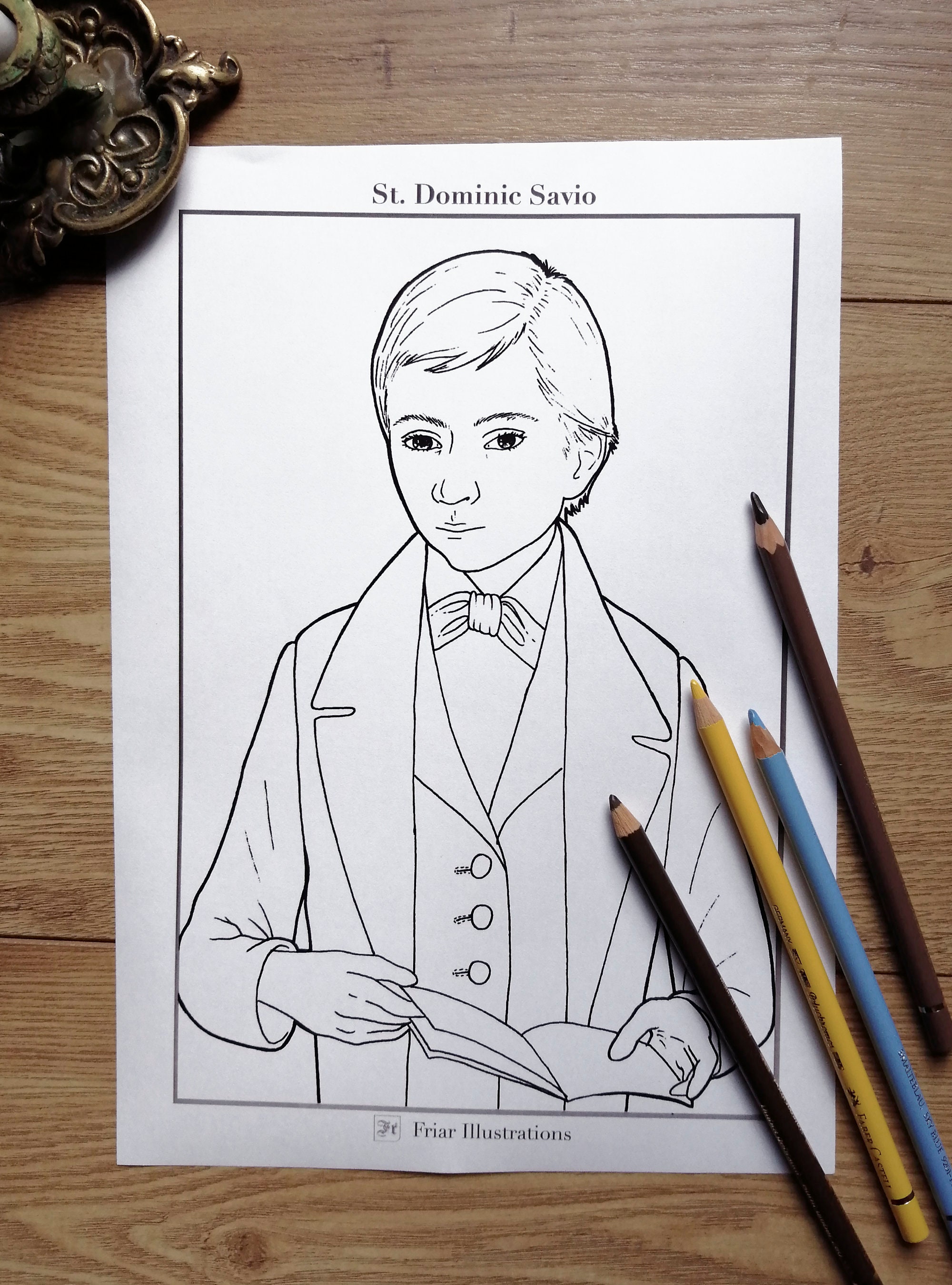 St Dominic Savio Digital Downloadable Colouring Page Patron of the