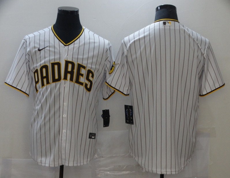 Men's Custom San Diego Padres White Stripes Baseball Jersey All S…