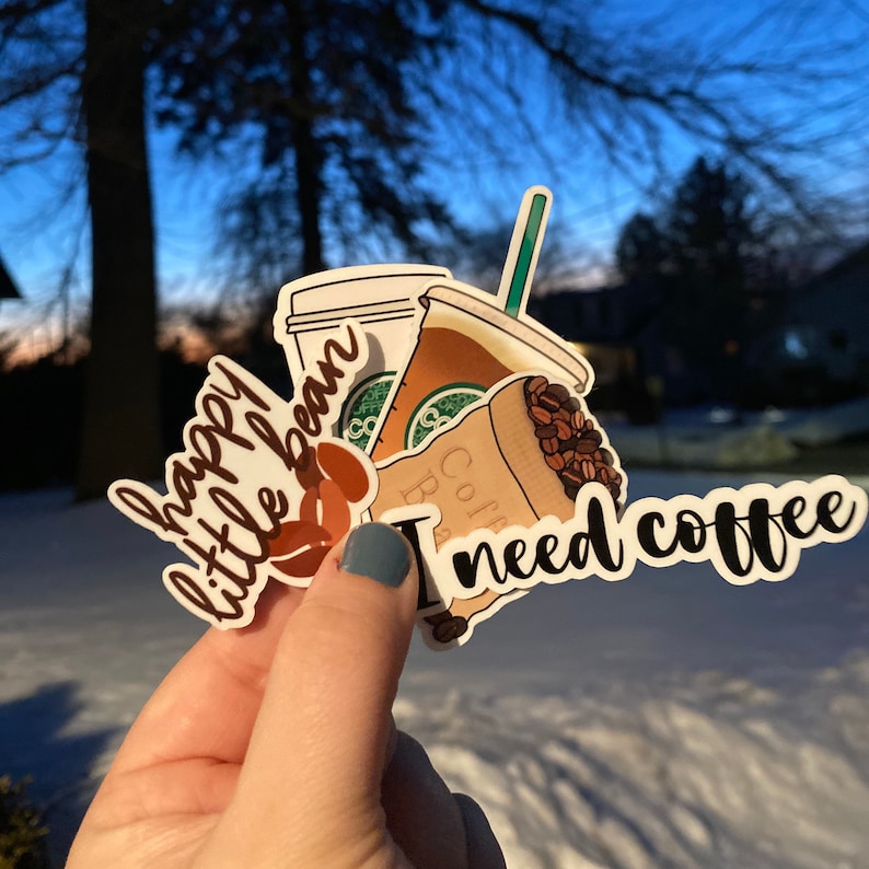 cute coffee waterproof sticker and decals for laptop and water bottles Coffee Stickers Pack I love coffee pack