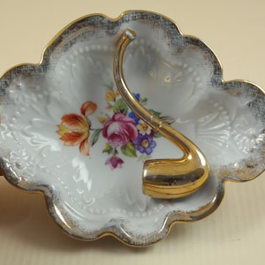 Vintage porcelain Germany ashtray gold trimmed with pipe