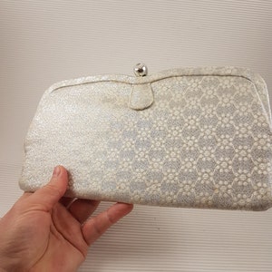Vintage silver fabric clutch purse