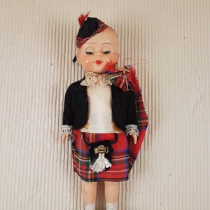 Vintage mini folklore ethnic plastic doll collectible scotman Scotland