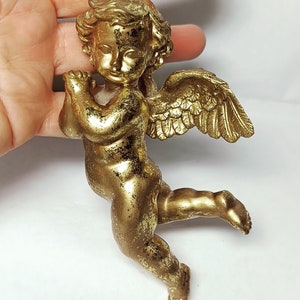 Vintage small gold baby angel cherub hanging