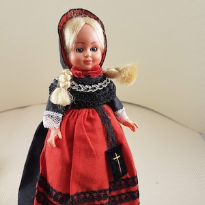 Vintage mini folklore ethnic plastic doll collectible