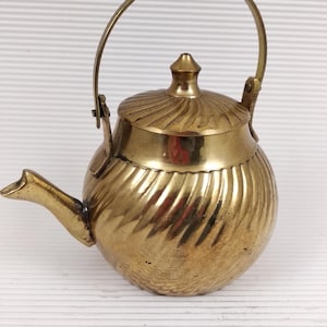 Vintage brass mini kettle teapot collectible miniature