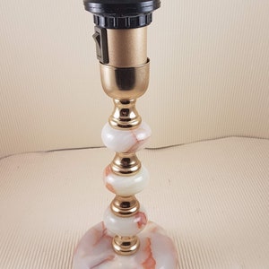 Vintage cute lamp base onyx marble brass mid century italian