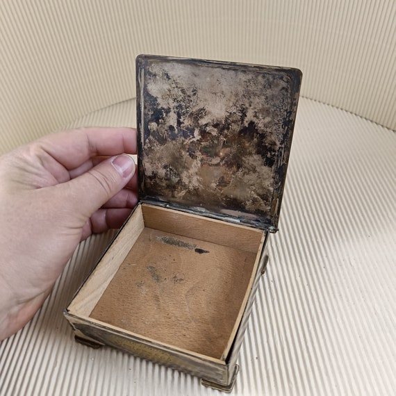 Vintage antique old rectangle box wooden inside 1948 … - Gem
