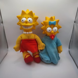 Vintage Lisa & Maggie Simpson Burger King The Simpsons Cartoon 1990 Plush 8&quot; Toy