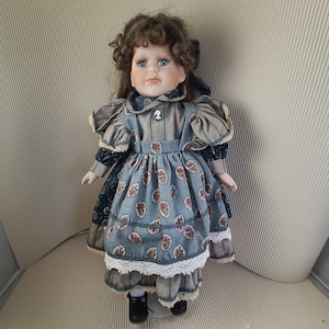 Vintage bisque porcelain doll collectible medium size victorian dressed