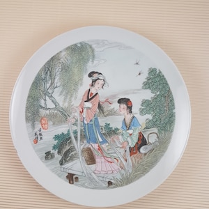 Vintage Chinese Porcelain Hand Painted Plate/Decorative Plate / Colorful Oriental Plate