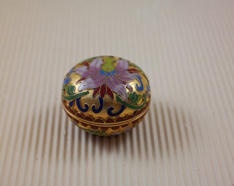 Mini round milefolie colorful metal trinket box with painted flowers