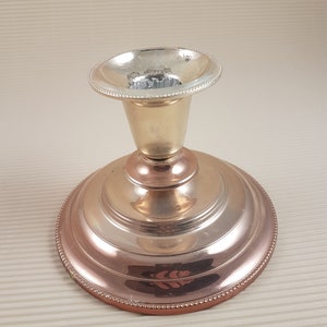 Vintage metal pink gold candlestick