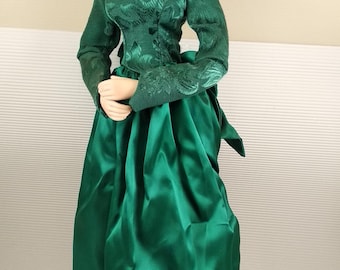 Vintage Ashton Drake Doll Green Formal Dress Prom Wedding Red Hair Stand 19", green dress