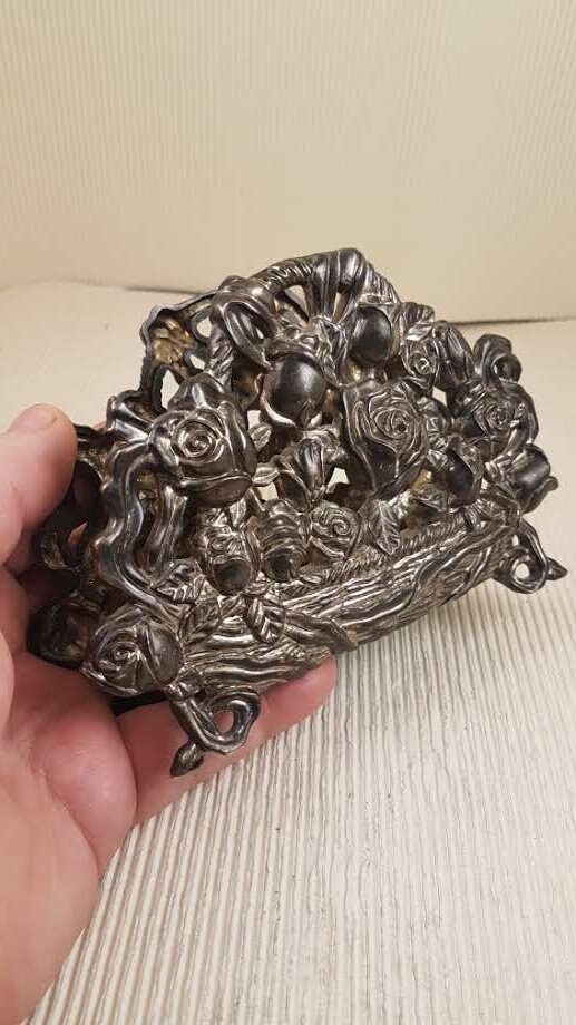 アールヌーボー風ブロンズナプキンスタンド　レターラック　アンティーク アールヌーボー風ブロンズナプキンスタンド レターラック アンティーク