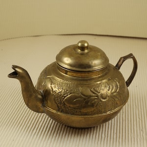 Little brass embossed vintage kettle teapot